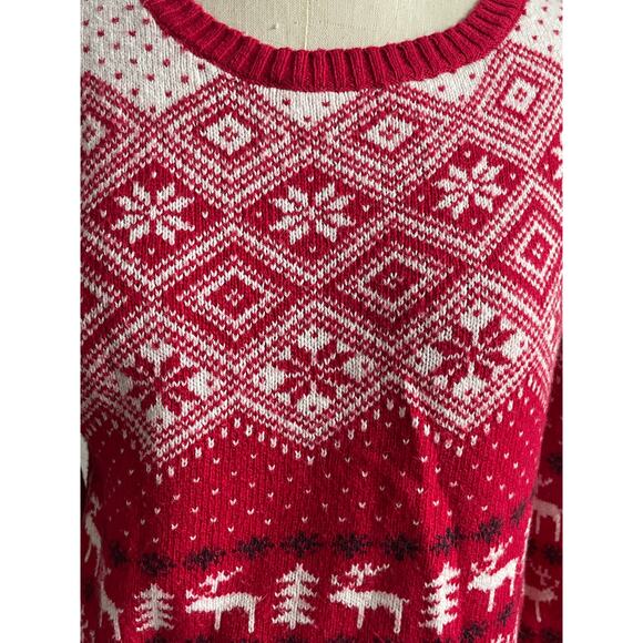 Prince & Fox Red Fair Isle Reindeer Christmas Sweater Medium - Picture 4 of 9